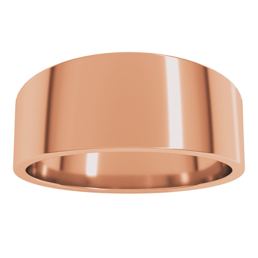 14K Rose Gold 8 mm Lightweight Tapered Flat Band Size 8.5