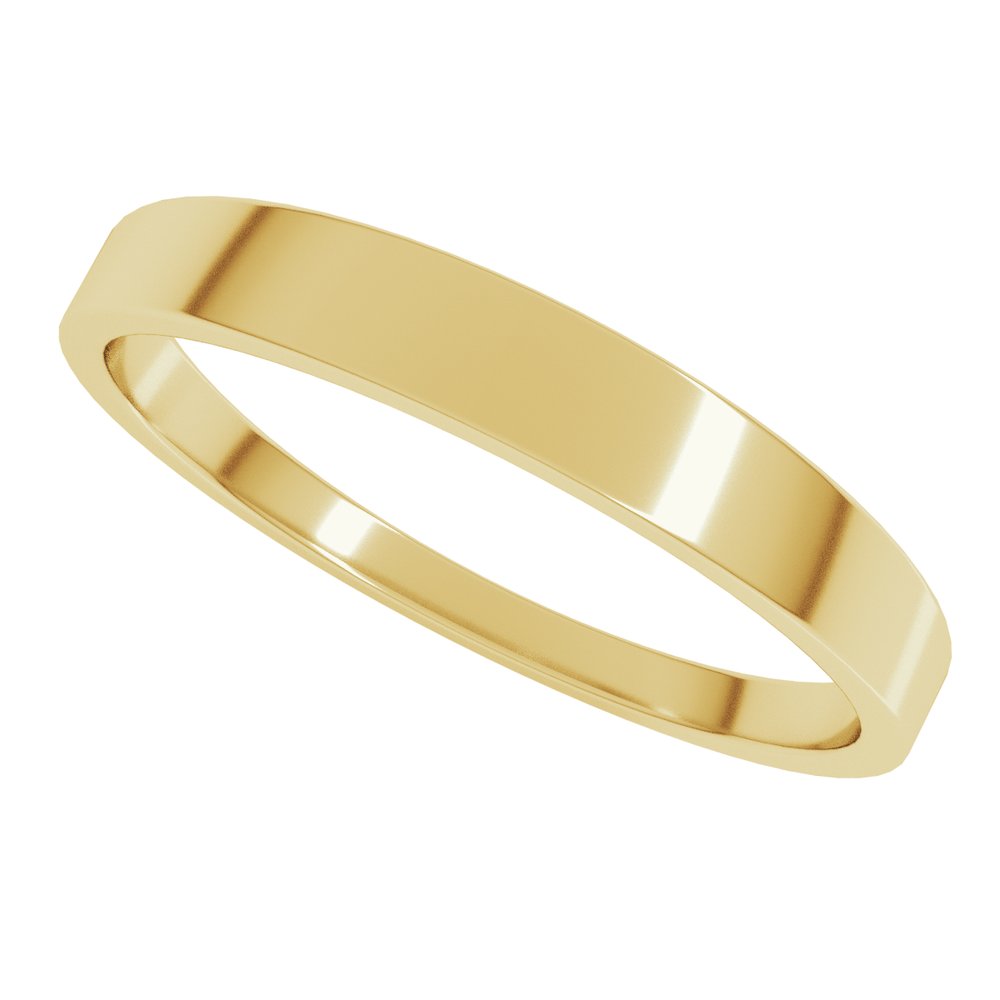 14K Yellow Gold 3 mm Lightweight Tapered Flat Band Size 6