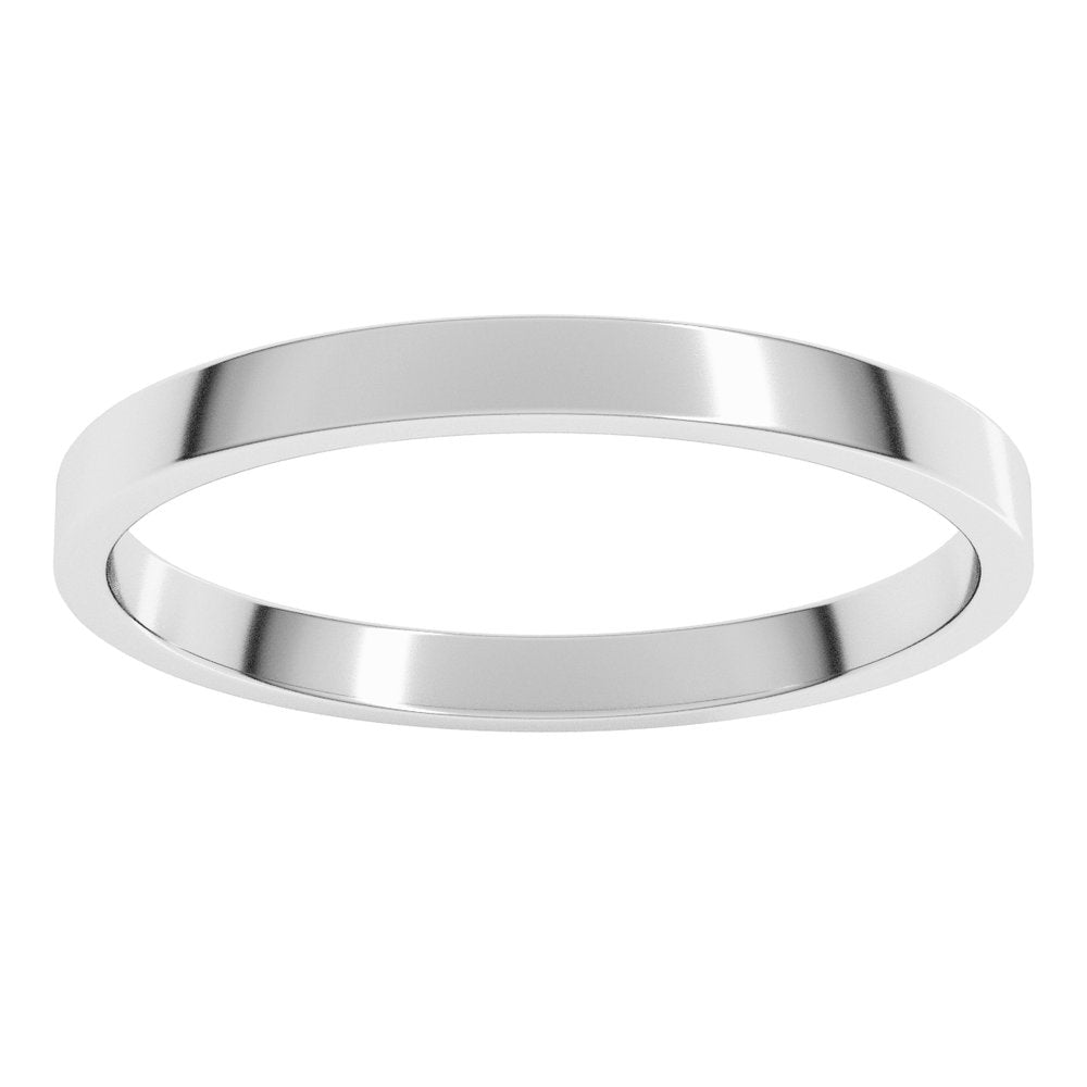 14K White Gold 2 mm Lightweight Flat Band Size 6