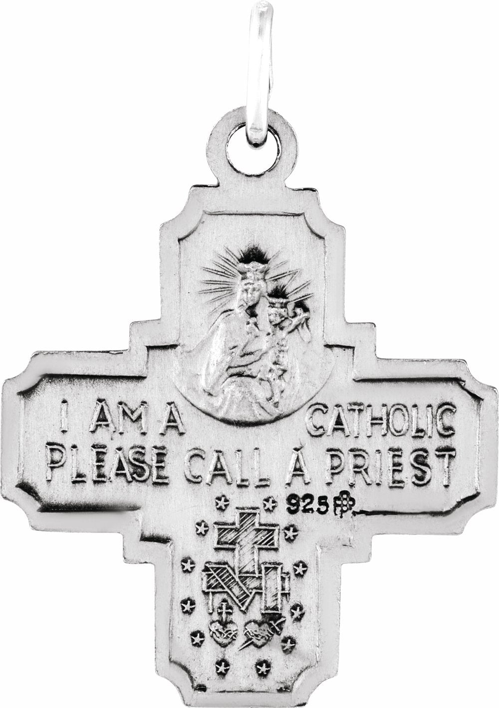 Sterling Silver 18x18 mm Four-Way Cross Medal