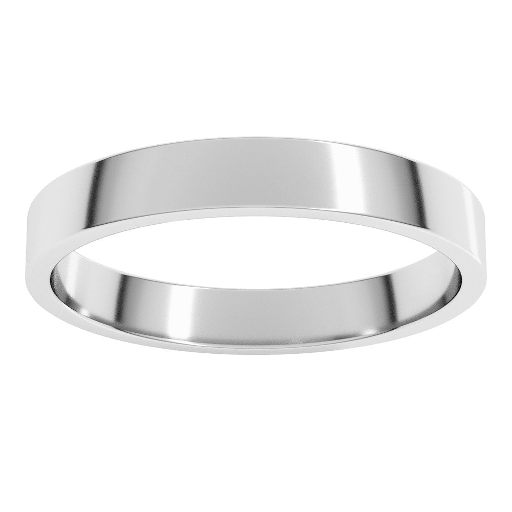 14K White Gold 3 mm Lightweight Flat Band Size 8