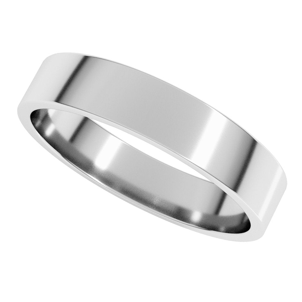14K White Gold 4 mm Lightweight Flat Band Size 6.5
