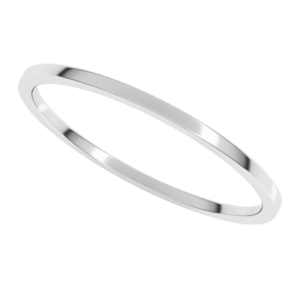10K White Gold 1 mm Lightweight Flat Band Size 5.5