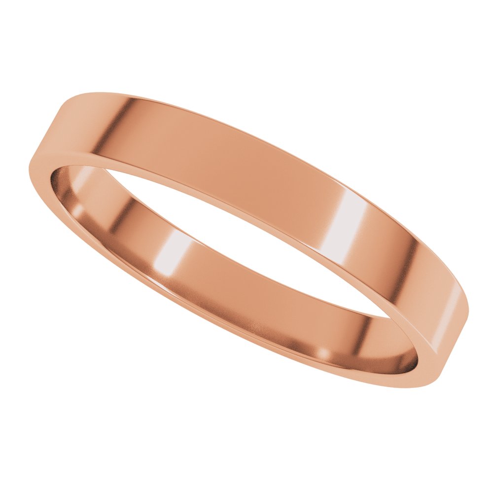 14K Rose Gold 3 mm Lightweight Flat Band Size 7