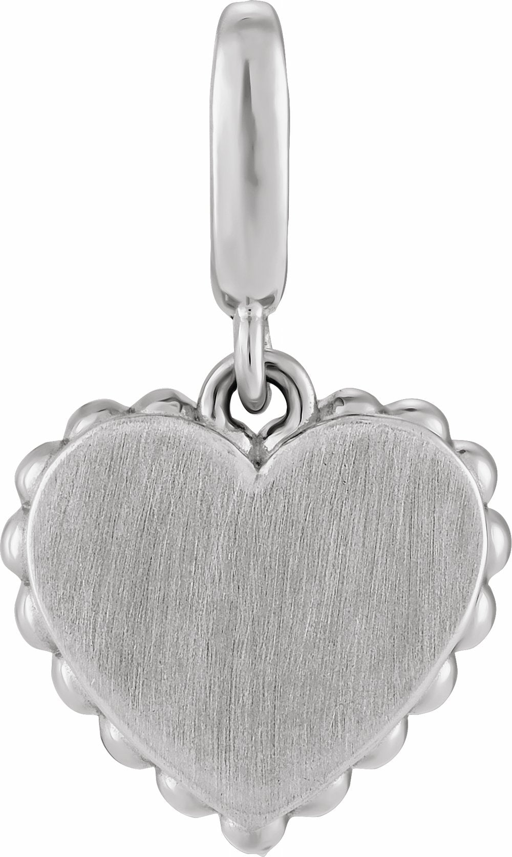 14K White Gold Engravable Heart Charm/Pendant