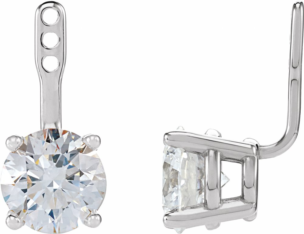 14K White Gold 2 CTW Lab-Grown Diamond Solitaire Earring Jackets