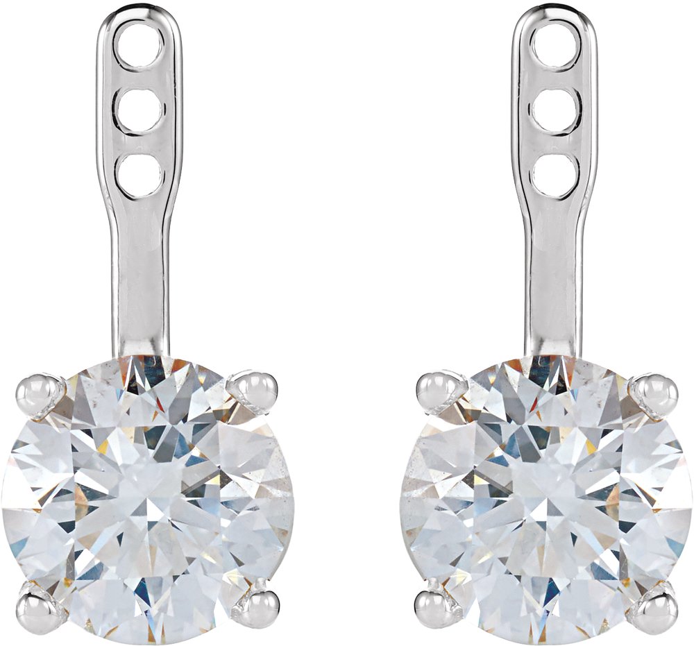 14K White Gold 2 CTW Lab-Grown Diamond Solitaire Earring Jackets