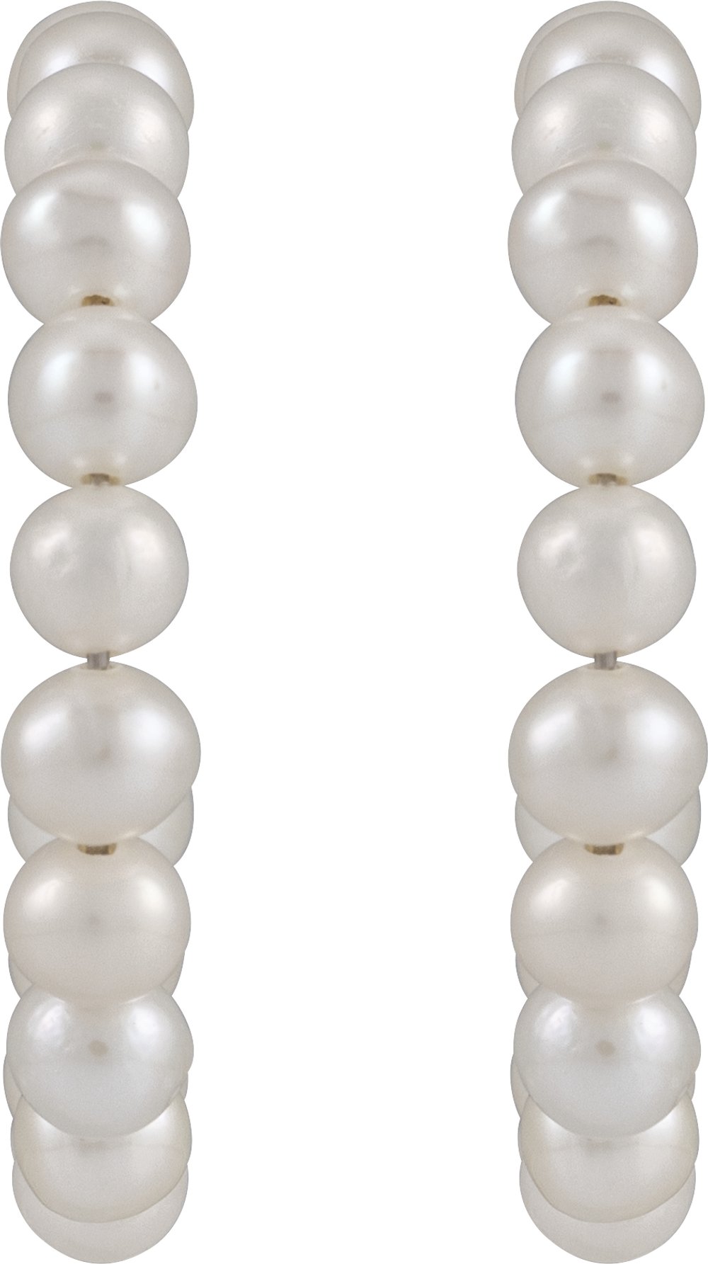 Sterling Silver Cultured White Freshwater Pearl Hoop Earrings