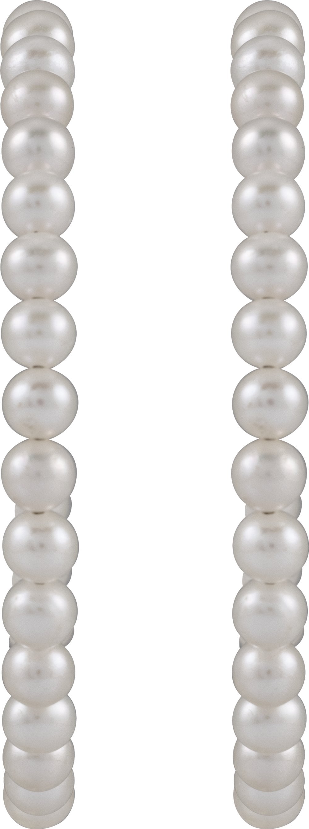 Sterling Silver Cultured White Freshwater Pearl Hoop Earrings
