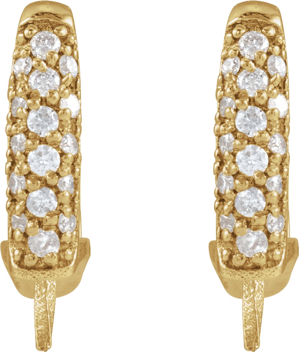 14K Yellow Gold 1/6 CTW Natural Diamond Semi-Set Earrings for 9-9.5 mm Pearl