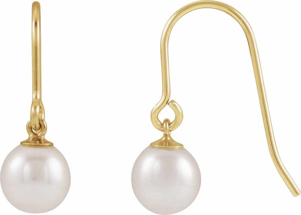 14K Yellow Gold-Filled Cultured White Freshwater Pearl Earrings