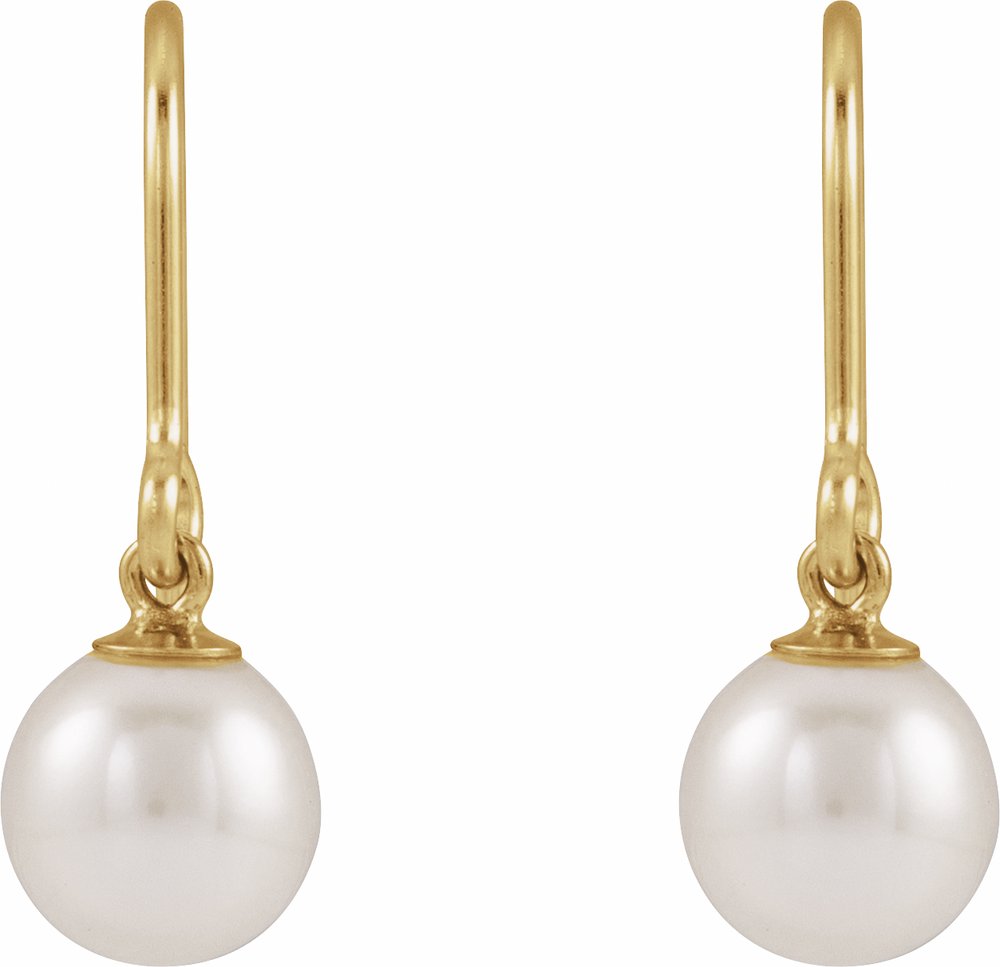 14K Yellow Gold-Filled Cultured White Freshwater Pearl Earrings