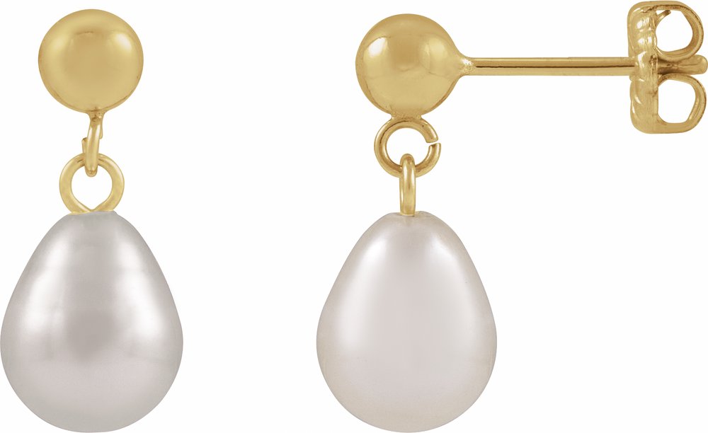 14K Yellow Gold-Filled Cultured White Freshwater Pearl Earrings