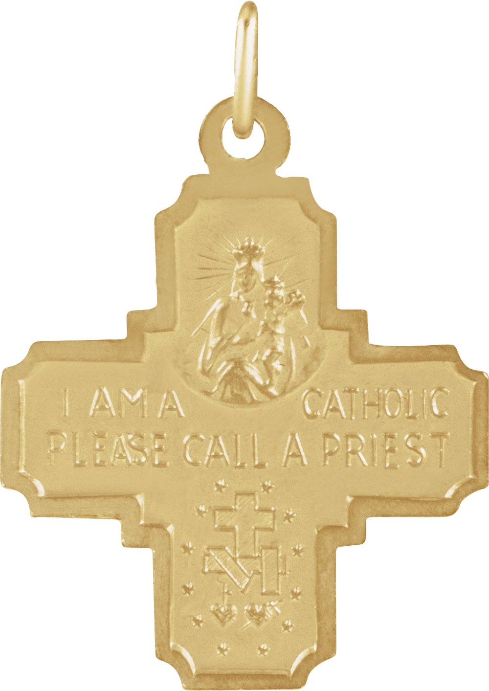 14K Yellow Gold 18x18 mm Four-Way Cross Medal
