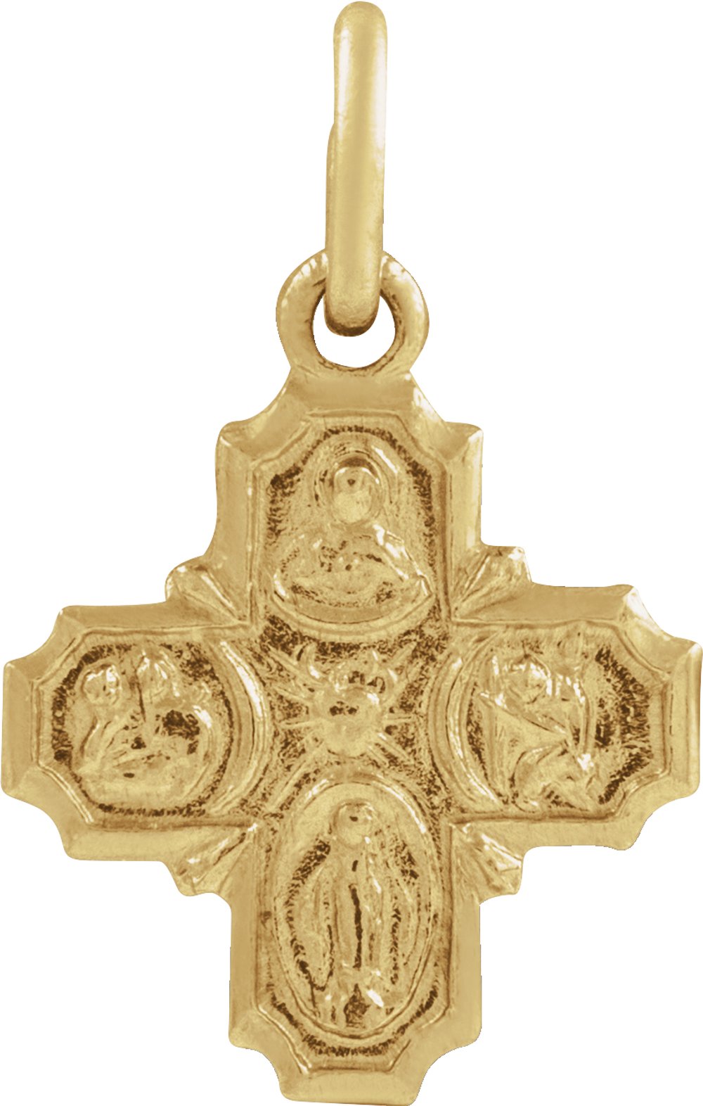 14K Yellow Gold 8x8 mm Four-Way Cross Medal