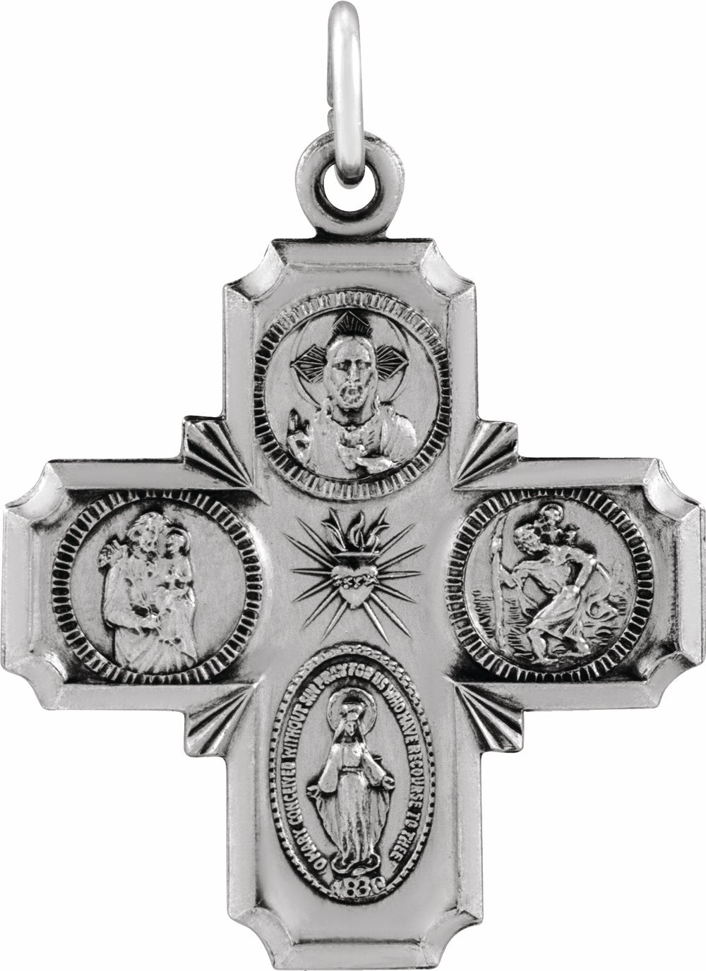 Sterling Silver 25x24 mm Four-Way Cross Medal