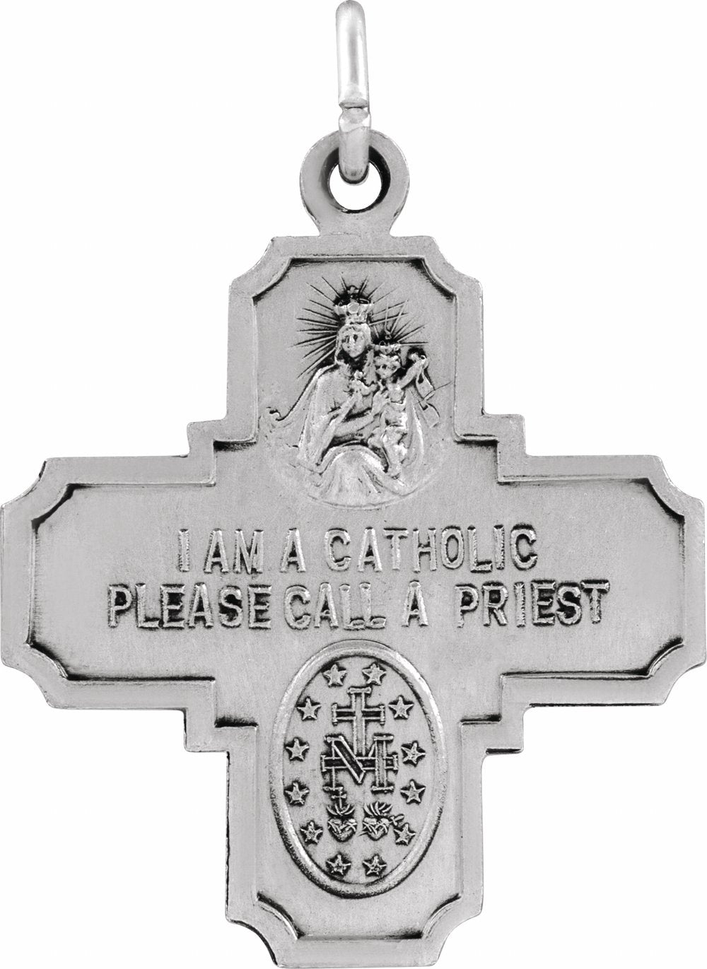 Sterling Silver 25x24 mm Four-Way Cross Medal