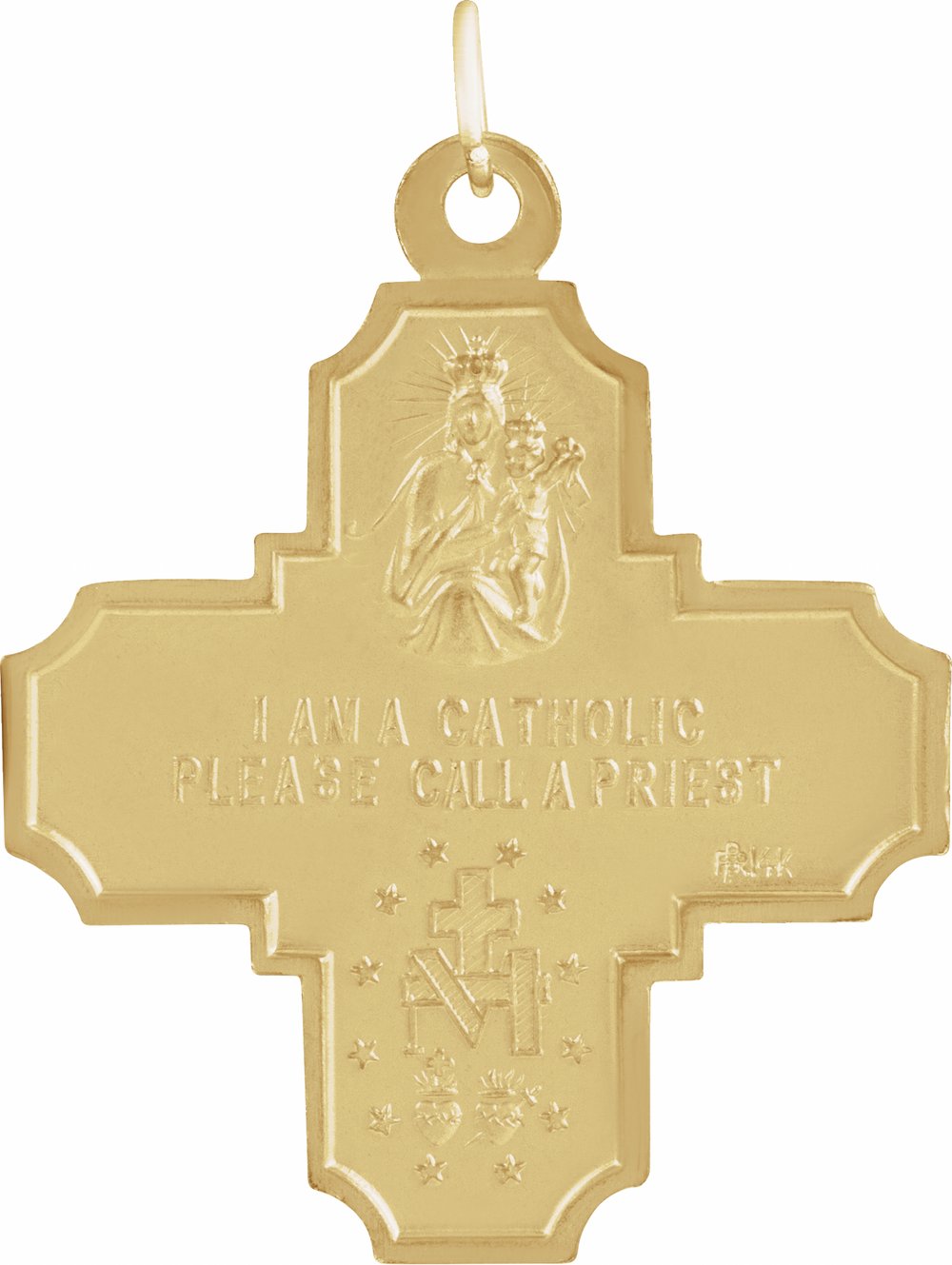 14K Yellow Gold 30x29 mm Four-Way Cross Medal