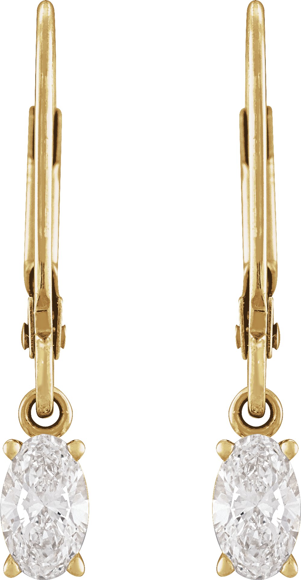14K Yellow Gold 1/2 CT Lab-Grown Diamond Dangle Earrings
