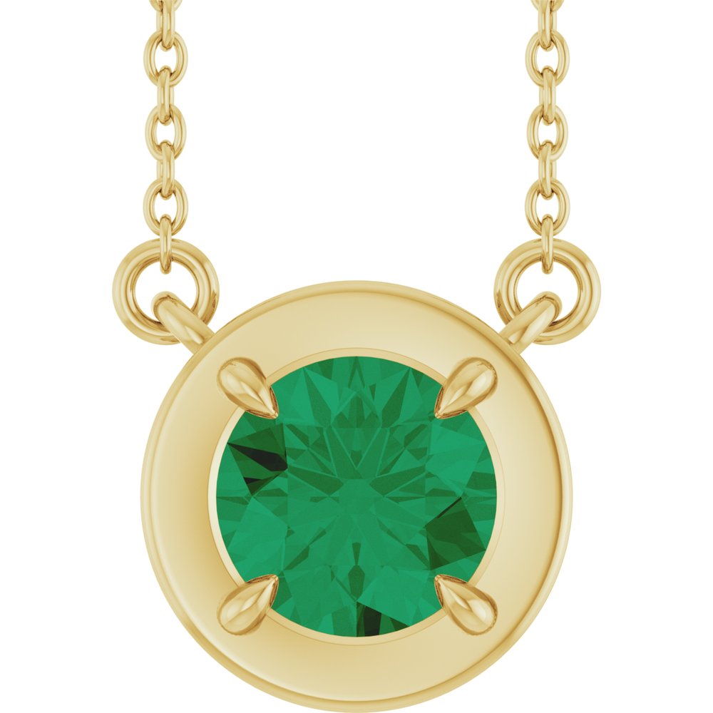 14K Yellow Gold Lab-Grown Emerald 18" Necklace