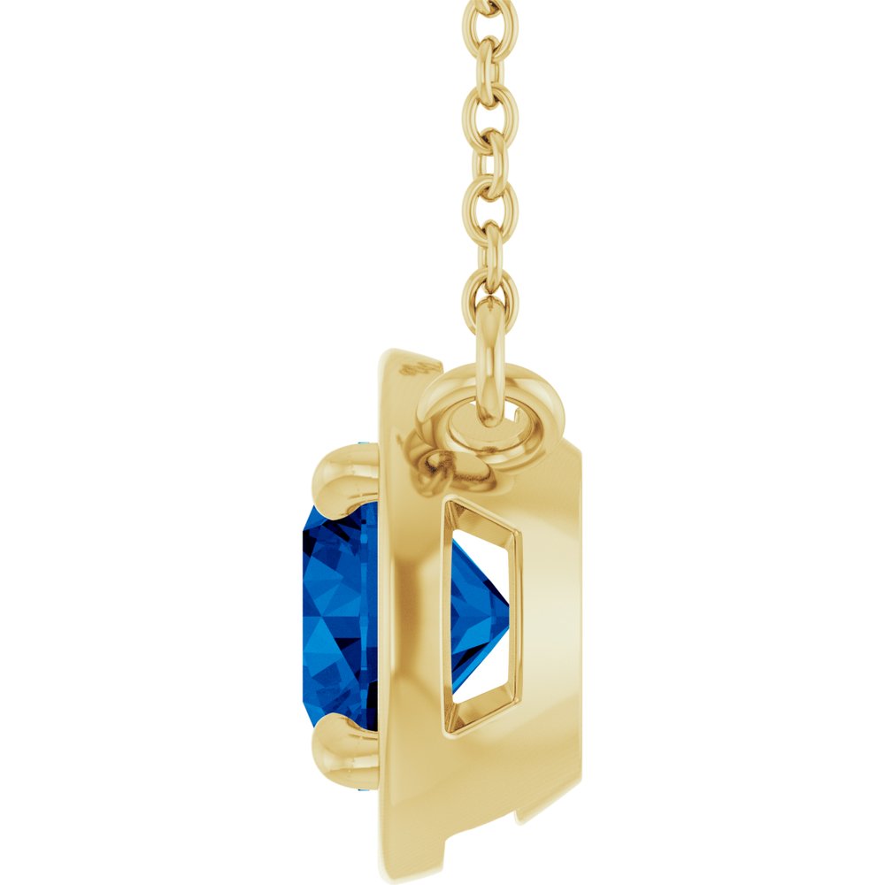 14K Yellow Gold Lab-Grown Blue Sapphire 18" Necklace