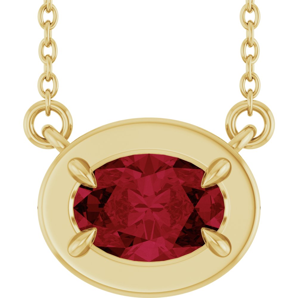 14K Yellow Gold Lab-Grown Ruby 18" Necklace