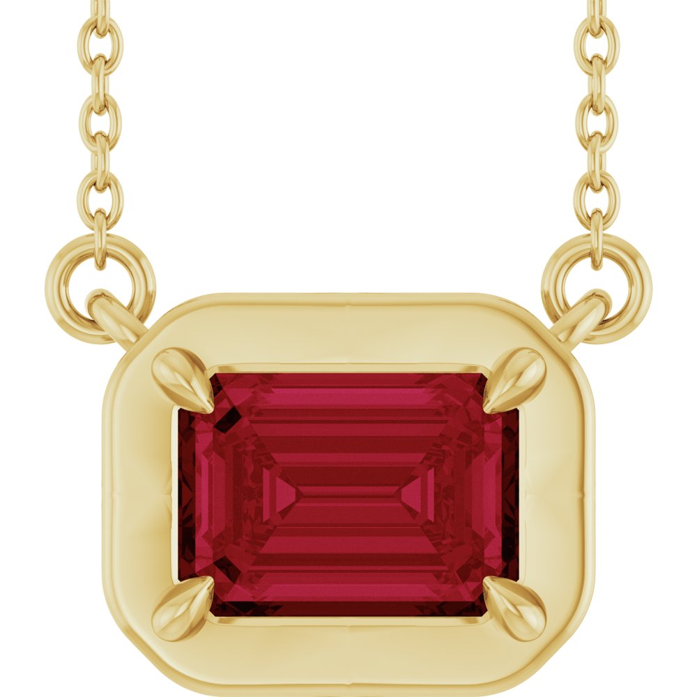 14K Yellow Gold Lab-Grown Ruby 18" Necklace