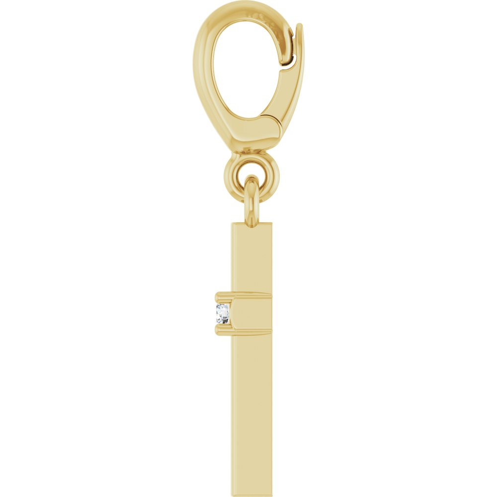 14K Yellow Gold .02 CT Round Natural Diamond Cross Charm/Pendant
