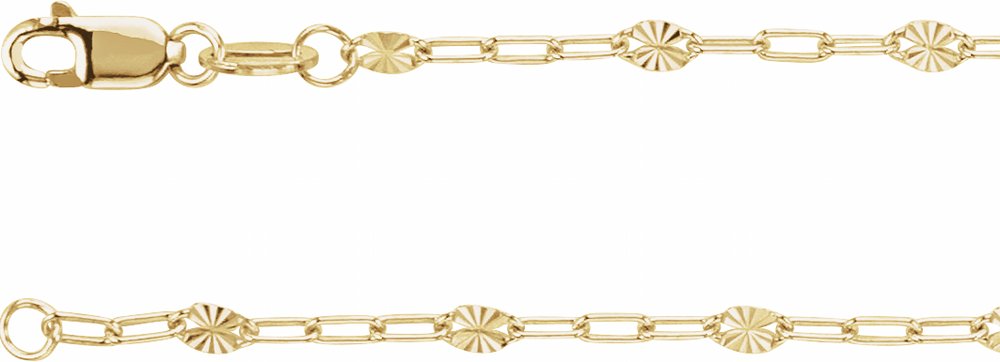 14K Yellow Gold-Filled 2.5 mm Light Paperclip-Style Starburst Mirror 20" Chain