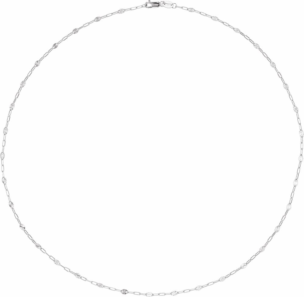 Sterling Silver 2.5 mm Light Paperclip-Style Starburst Mirror 18" Chain