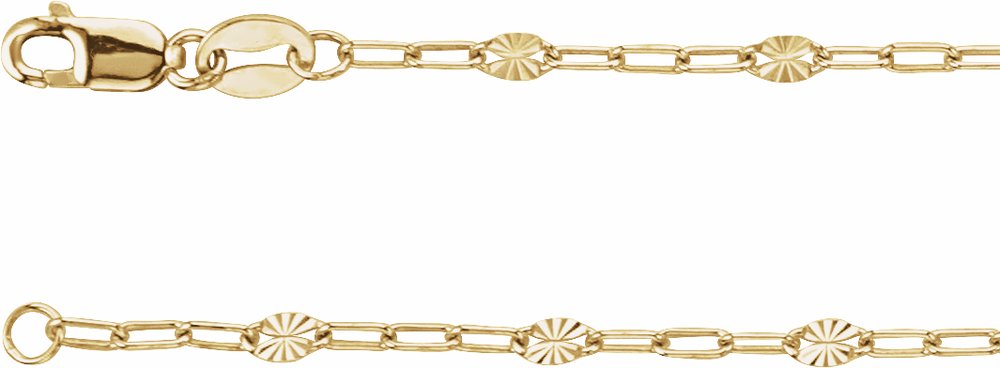 14K Yellow Gold-Filled 2.5 mm Light Paperclip-Style Starburst Mirror 18" Chain