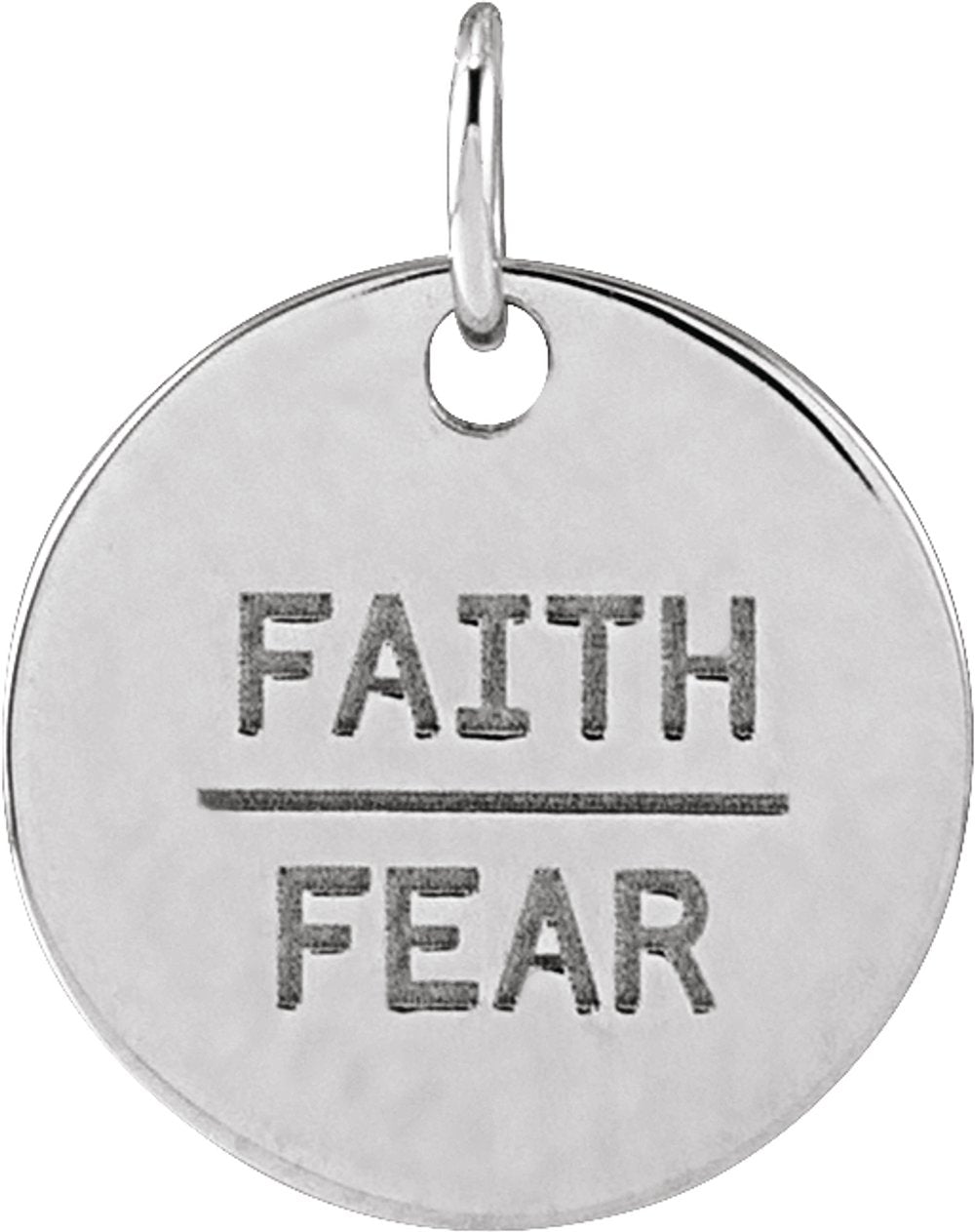 Sterling Silver Faith Over Fear Disc Pendant