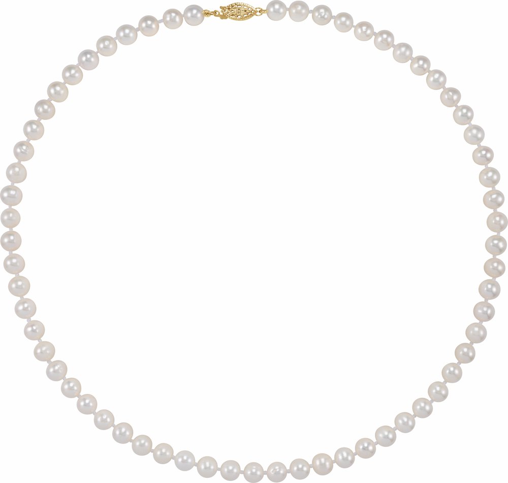 14K Yellow Gold-Filled Cultured White Freshwater Pearl 20" Necklace