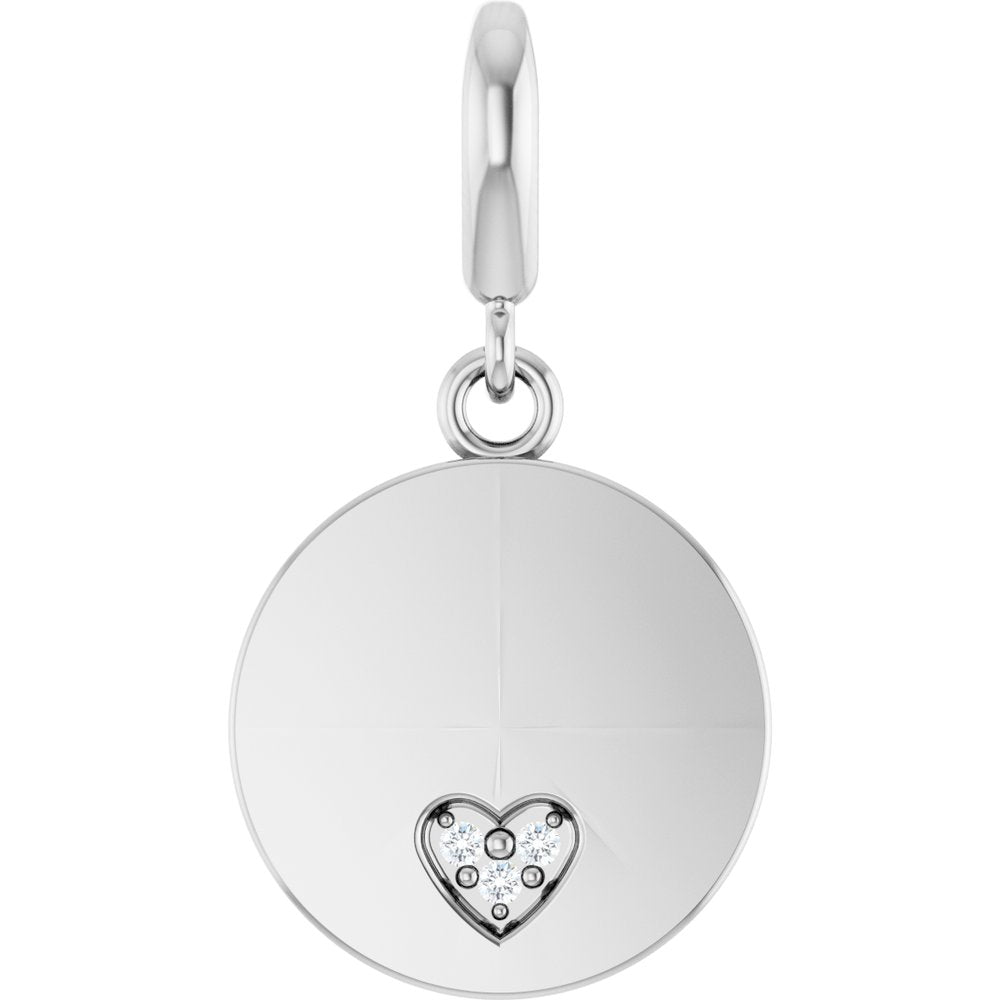Sterling Silver .01 CTW Lab-Grown Diamond Engravable Heart Charm/Pendant