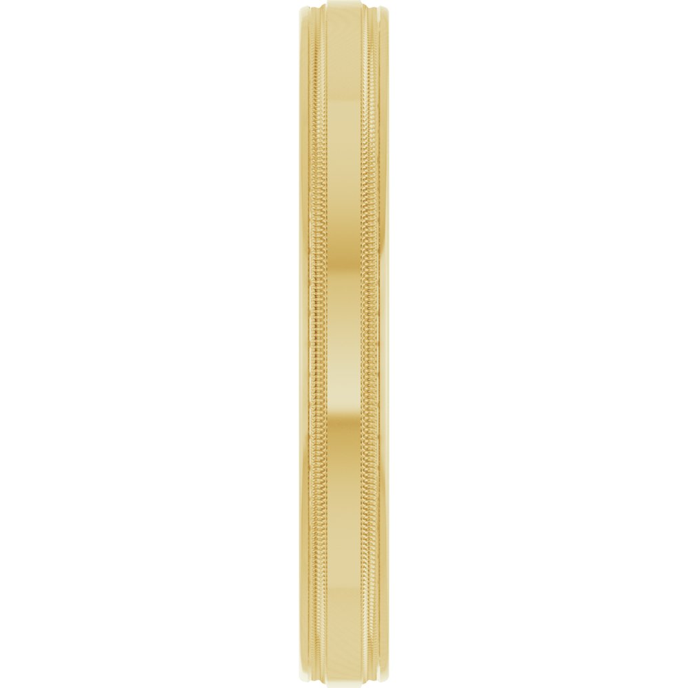 14K Yellow Gold 3 mm Milgrain Beveled-Edge Comfort-Fit Half Round Band Size 8