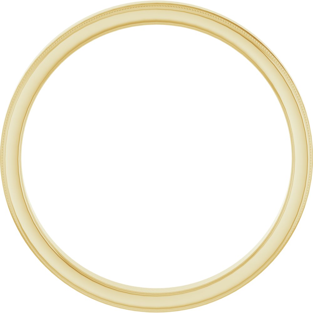 14K Yellow Gold 3 mm Milgrain Beveled-Edge Comfort-Fit Half Round Band Size 8