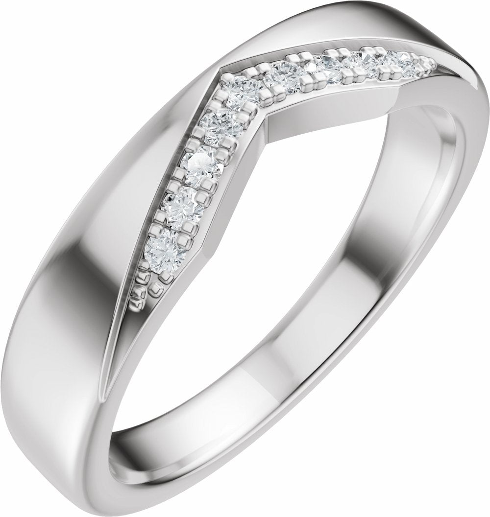 14K White Gold 1/10 CTW Natural Diamond Contour Band