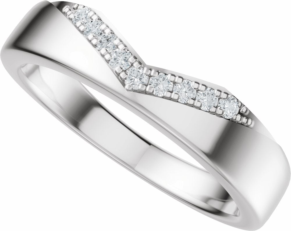 14K White Gold 1/10 CTW Natural Diamond Contour Band