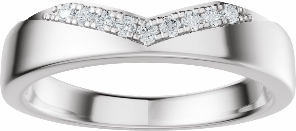 14K White Gold 1/10 CTW Natural Diamond Contour Band