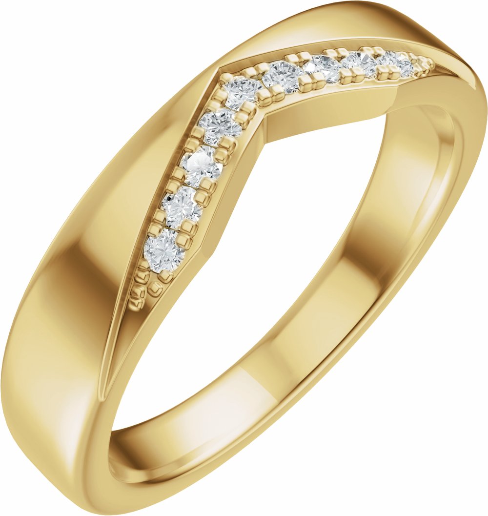 14K Yellow Gold 1/10 CTW Natural Diamond Contour Band