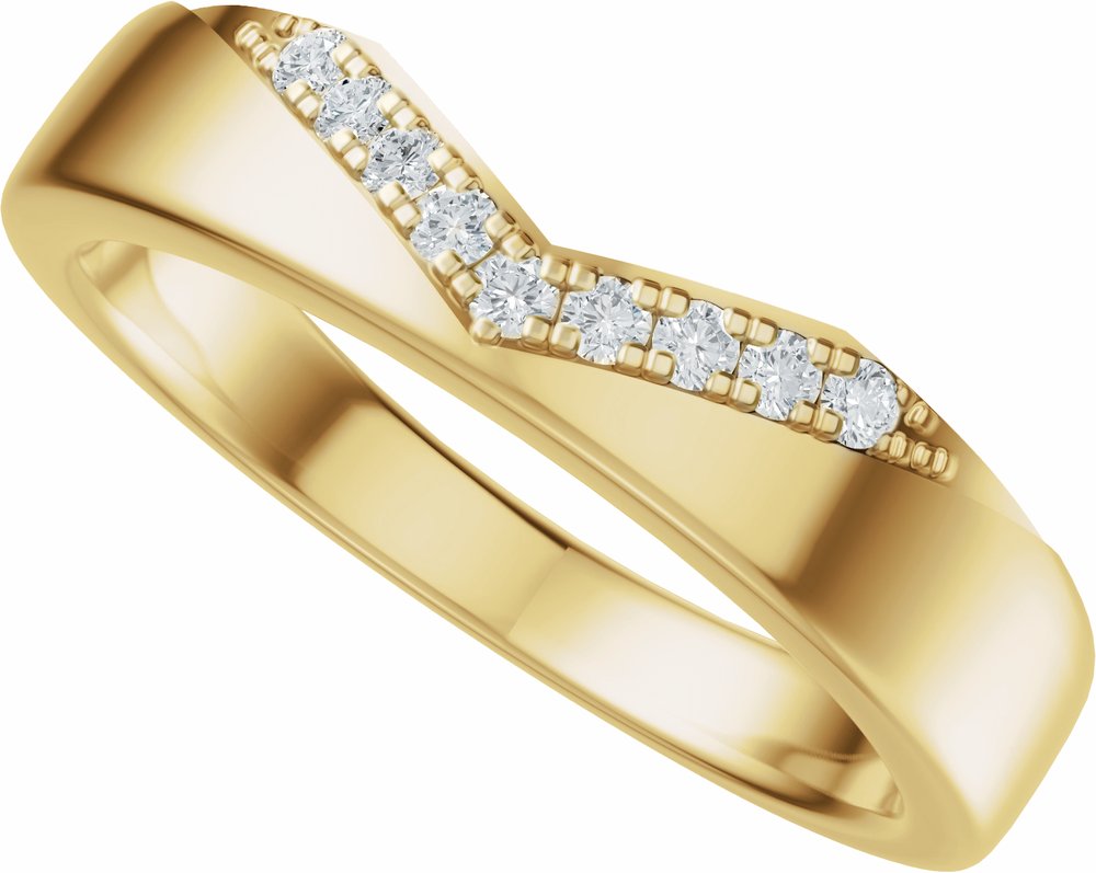 14K Yellow Gold 1/10 CTW Natural Diamond Contour Band