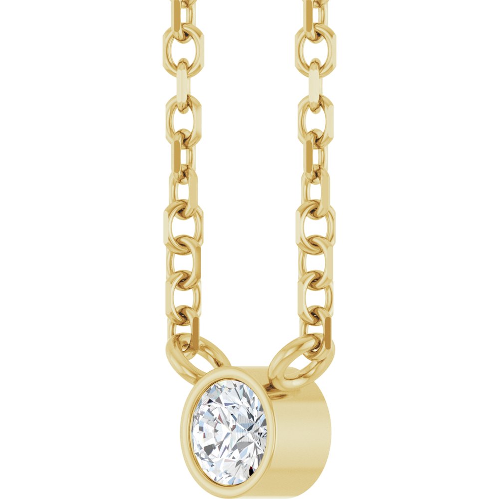 14K Yellow Gold .06 CT Natural Diamond Solitaire 16-18" Necklace
