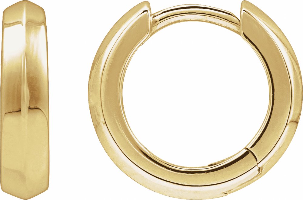 14K Yellow Gold Knife-Edge Hinge 11.9 mm Hoop Earring