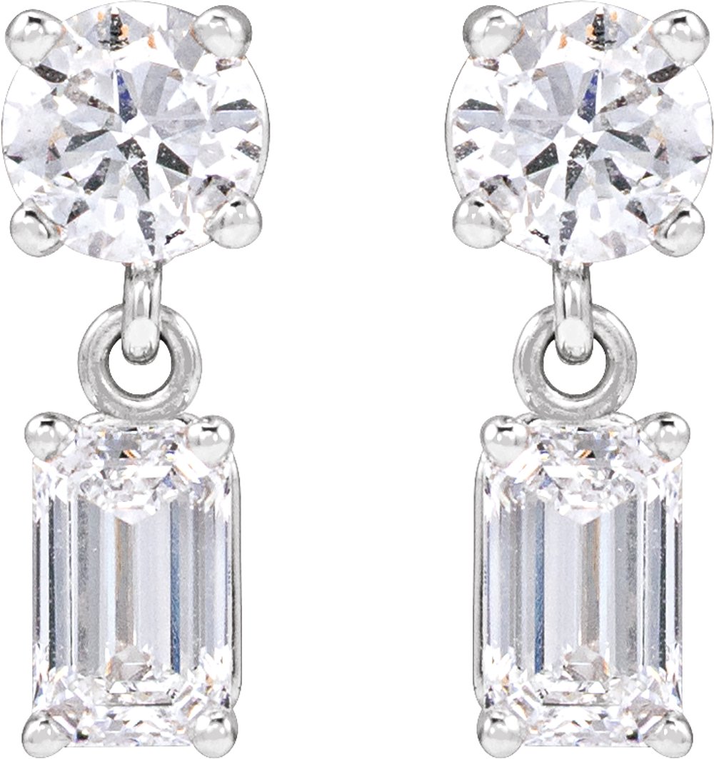 14K White Gold 1 5/8 CTW Lab-Grown Diamond Two-Stone Earrings