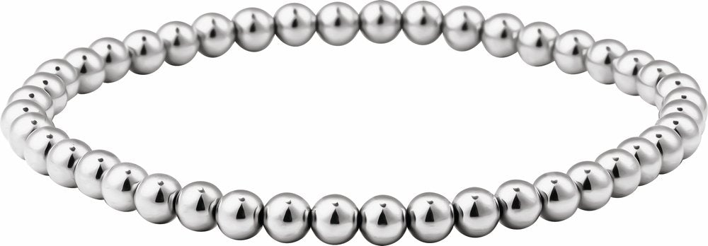 Sterling Silver 6 mm Elastic Bead 6 1/2" Bracelet