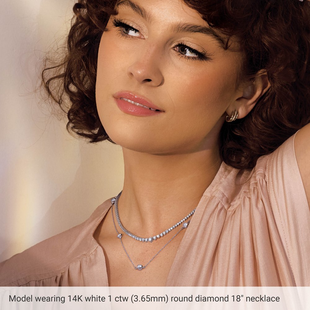 14K Yellow Gold 1 CTW Lab-Grown Diamond 5-Station 18" Necklace