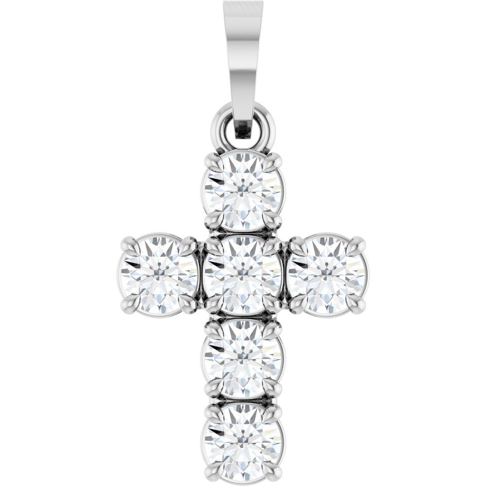 14K White Gold 1/2 CTW Lab-Grown Diamond Cross Pendant