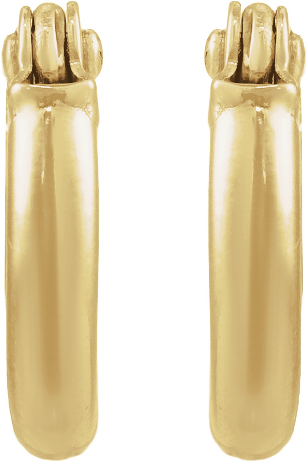 14K Yellow Gold Tube 10 mm Hoop Earrings
