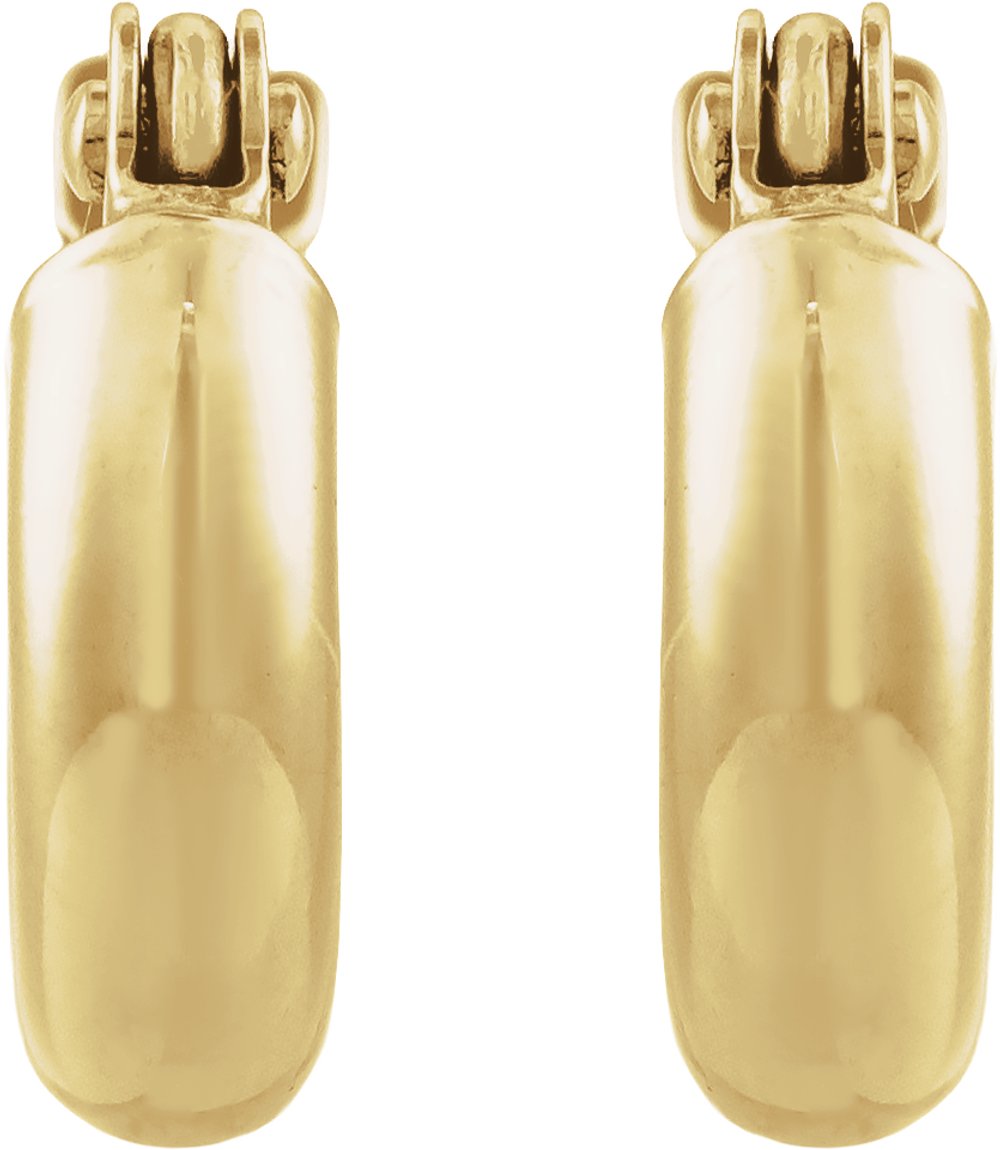14K Yellow Gold Tube 10 mm Hoop Earrings