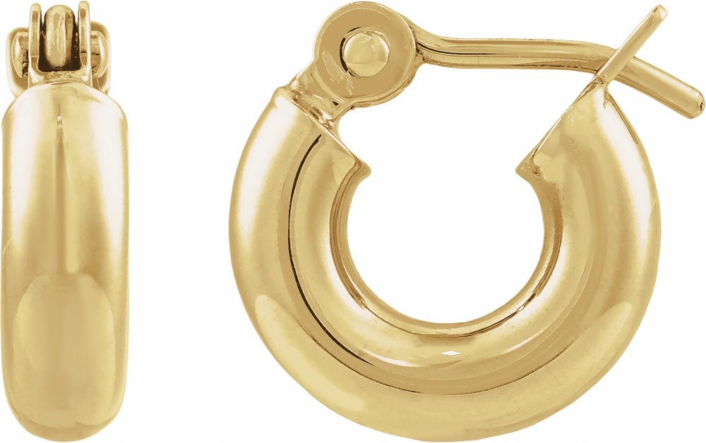 14K Yellow Gold Tube 10 mm Hoop Earrings